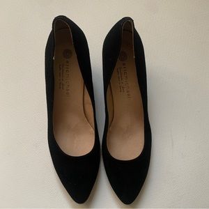 Eric Michael Black Suede Teva Espadrille Wedges